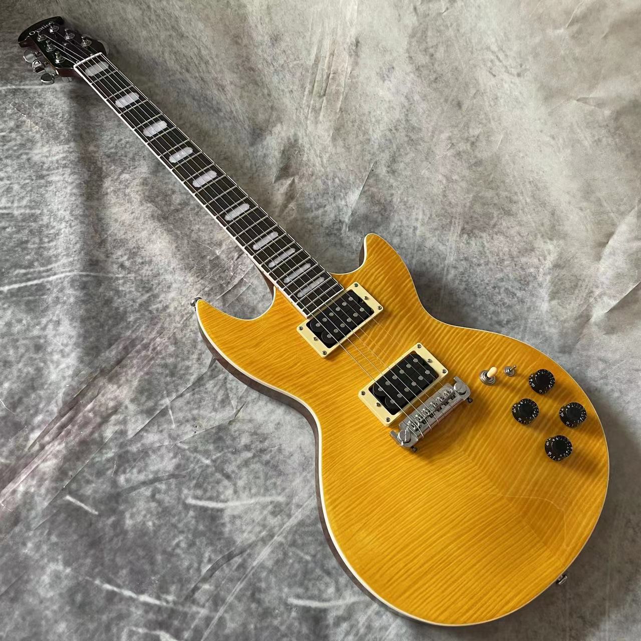 Custom Flamed Maple Top Ovation Ultra GP Style Electric Guitar with Block Inlays