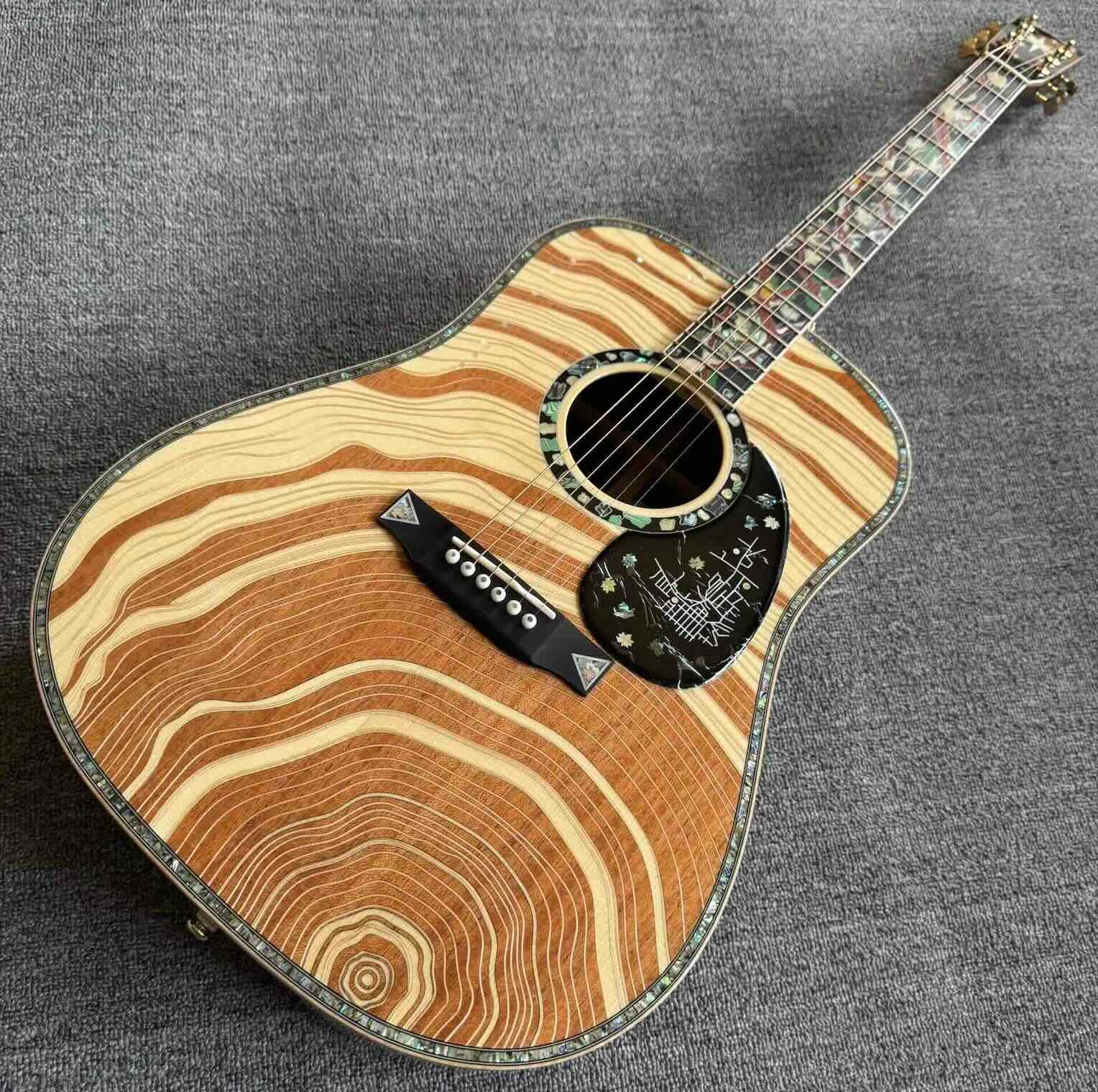 Custom Martin D-300 Style 41 Inch All Solid Wood Dreadnought Acoustic Guitar AAA Spruce Rosewood Body Ebony Fingerboard Real Abalone Inlay Natural Bone Customized 