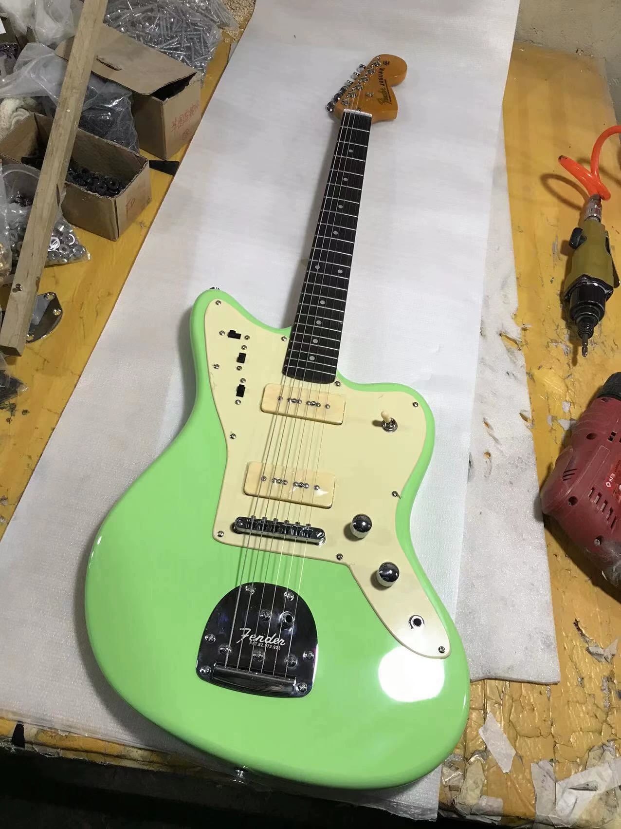 Custom Fender Jaguar Style Electric Guitar in White Color, Customization OEM Supported
