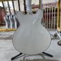 Custom GB ES335 Style Electric Guitar in White Color with Gold Hardware