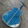 Custom 40 Inch OM Body Water Ripple Blue SOLID Flamed Maple Back Side Acoustic Guitar