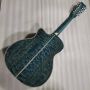 Custom 12 Strings OM Body Cutaway Acoustic Guitar Ripple Blue, SOLID BACK SIDE Wood