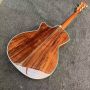 Custom Order: Deluxe 40 Inch Cutaway Solid KOA Wood Acoustic Guitar, Abalone Binding, with Abalone Logo, SOLID KOA BACK SIDE VERSION