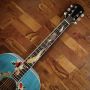 Custom 2025 Taylor Living Jewel Set Style Koi Fish Inlay Dreadnought Acoustic Guitar in Blue with Quilted Flamed Maple Back Side