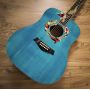 Custom 2025 Taylor Living Jewel Set Style Koi Fish Inlay Dreadnought Acoustic Guitar in Blue with Quilted Flamed Maple Back Side