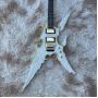 Custom Hand Engraved Angel Wings 6 Strings ESP Style Electric Guitar with White Body Gold Rim HH Gold Hardware 