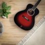 Custom OM-45 Folk Guitar Solid Cocobolo Wood Back Side Acoustic Guitar in Sunburst