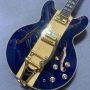Custom Gibson GB ES335 Hollow Body Jazz Style Electric Guitar Ebony Fingerboard in Blue