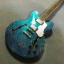Stock GB Electric Guitar, Custom Gibson 335 Semi Hollow Body Style Electric Guitar with Metal Blue Finishing