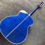Custom 40 Inch Blue Solid Spruce OM Type Acoustic Guitar Maple Body Abalone Ebony Wood Pickguard