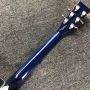 Custom 40 Inch Blue Solid Spruce OM Type Acoustic Guitar Maple Body Abalone Ebony Wood Pickguard