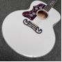 Custom 43 Inch Jumbo SJ200 Lefty Handed Acoustic Guitar in White, Customized Neck Inlay, Accept Guitar OEM