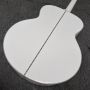 Custom 43 Inch Jumbo SJ200 Lefty Handed Acoustic Guitar in White, Customized Neck Inlay, Accept Guitar OEM